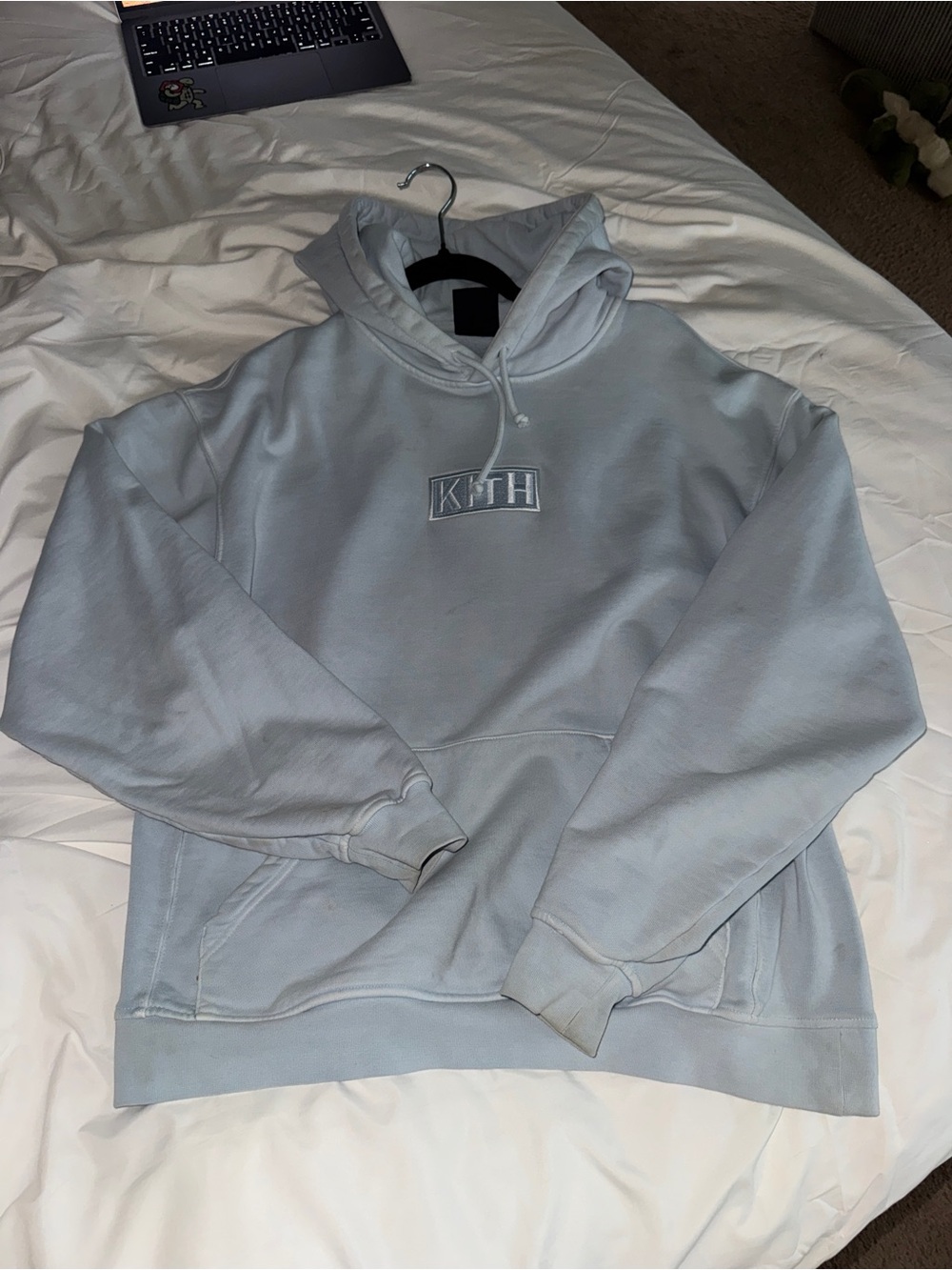 Kith Light Blue Embroidered Logo Hoodie
